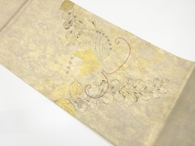 藤に蝶模様袋帯